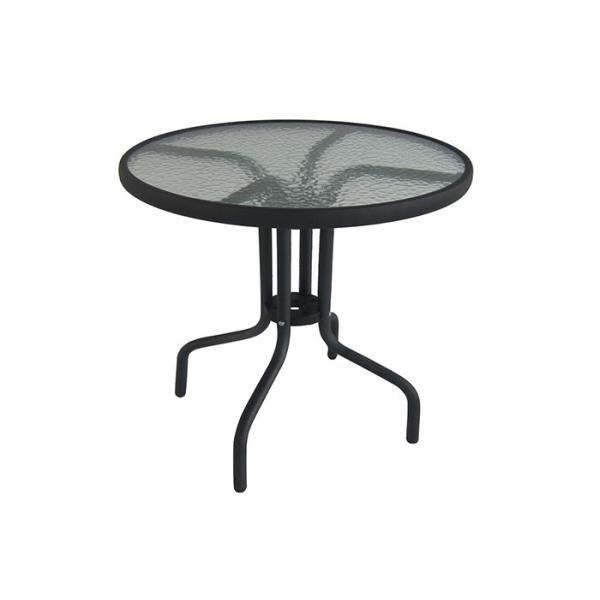 Steel Frame Round Glass Garden Table Fire Resistant CE Approved