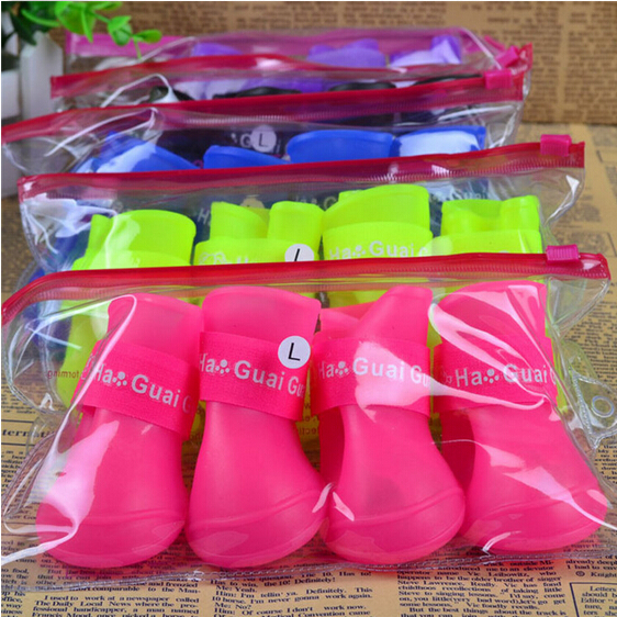 Dog rain boots Rubber Water Protective Pet Shoes Booties Waterproof Rain