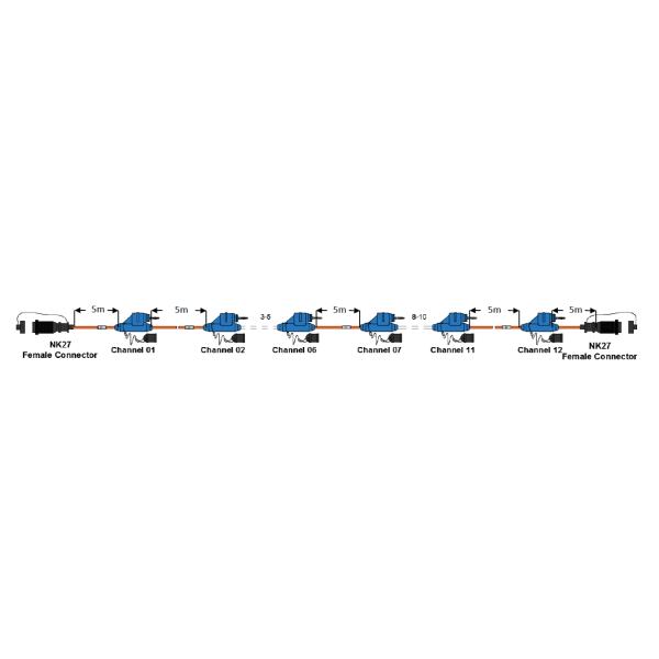 65m 12 Channels Geophysical Seismic Geophone 5m Meter Separation