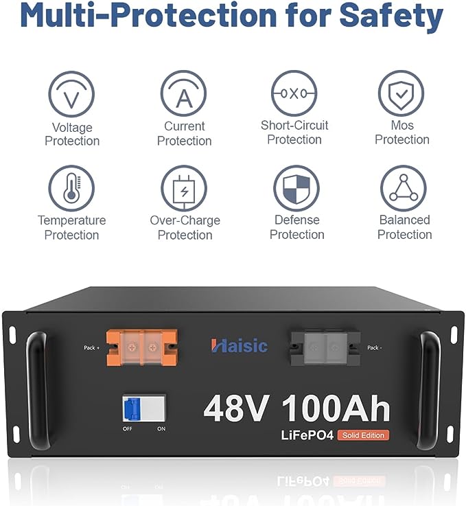 High Capacity 100Ah Lithium Lifepo4 Battery Pack for Server Rack Mounting 48V 4.8kWh