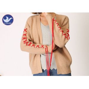 China Spring / Autumn Womens Long Sleeve Cardigan Sweater Ribs Knitting wholesale