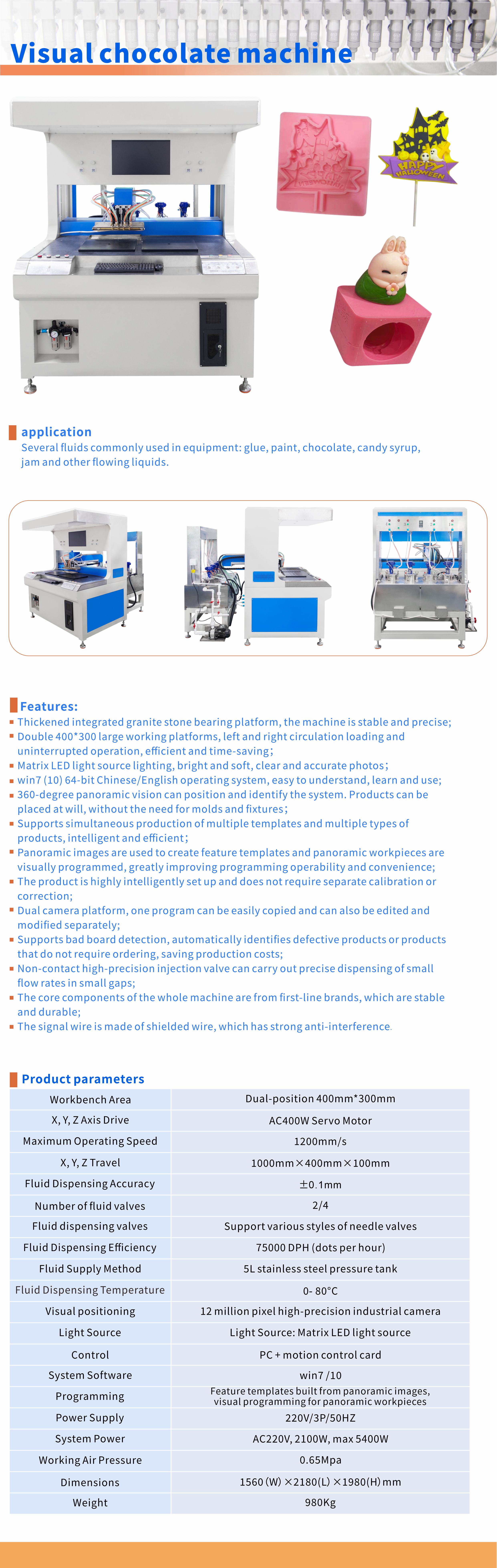 Powerful Chocolate Paste Jam Filling Machine 980KG Weight 220V Power Supply