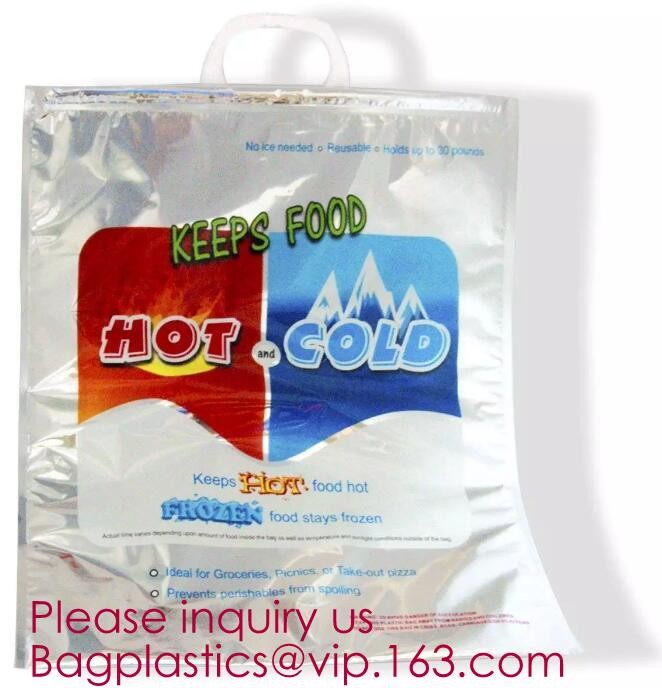 Custom Packing Aluminum Foil Zip-Lock Grocery Handle Thermal Insulation Cooler Bag For Outdoors,Promotional Insulated La