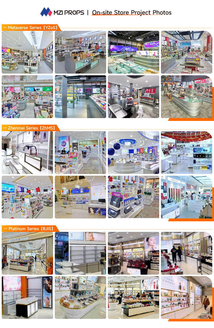 Beauty Shop Display Furniture Grey Wooden Display Cabinet With Light Box For Cost-Effective Shop Rack And Premium Shop Stand
