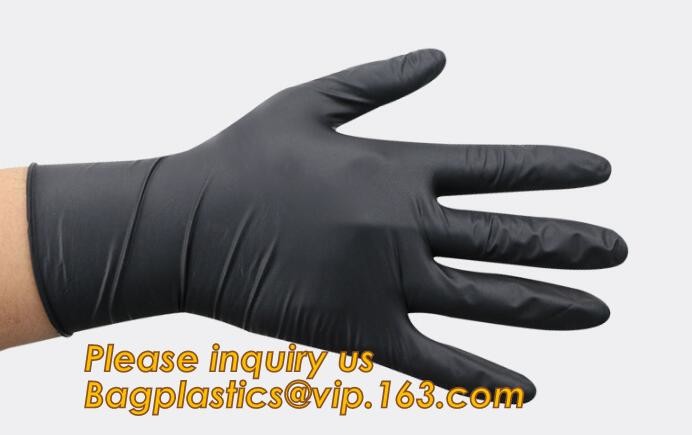 Medical Disposable Nitrile Coated Hand Gloves,Industrial Garden Working Resistant Disposable Nitrile Black Gloves BAGEAS