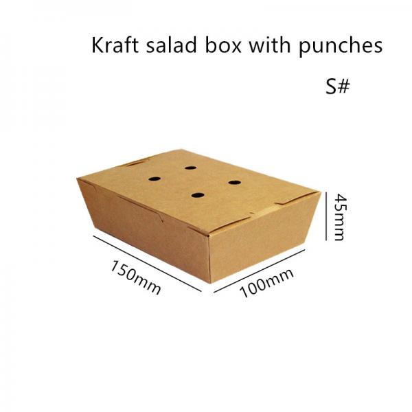 Quality Salad Kraft Paper Take Away Box Microwavable Disposable With Punches for sale