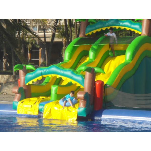 Durable Inflatable Water Park Slides With Big Pool For Beach Or Hotel
