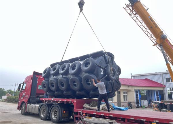 Quality EVA Material Foam Filled Fender With Tires And Chain Net For Ship Protection for sale