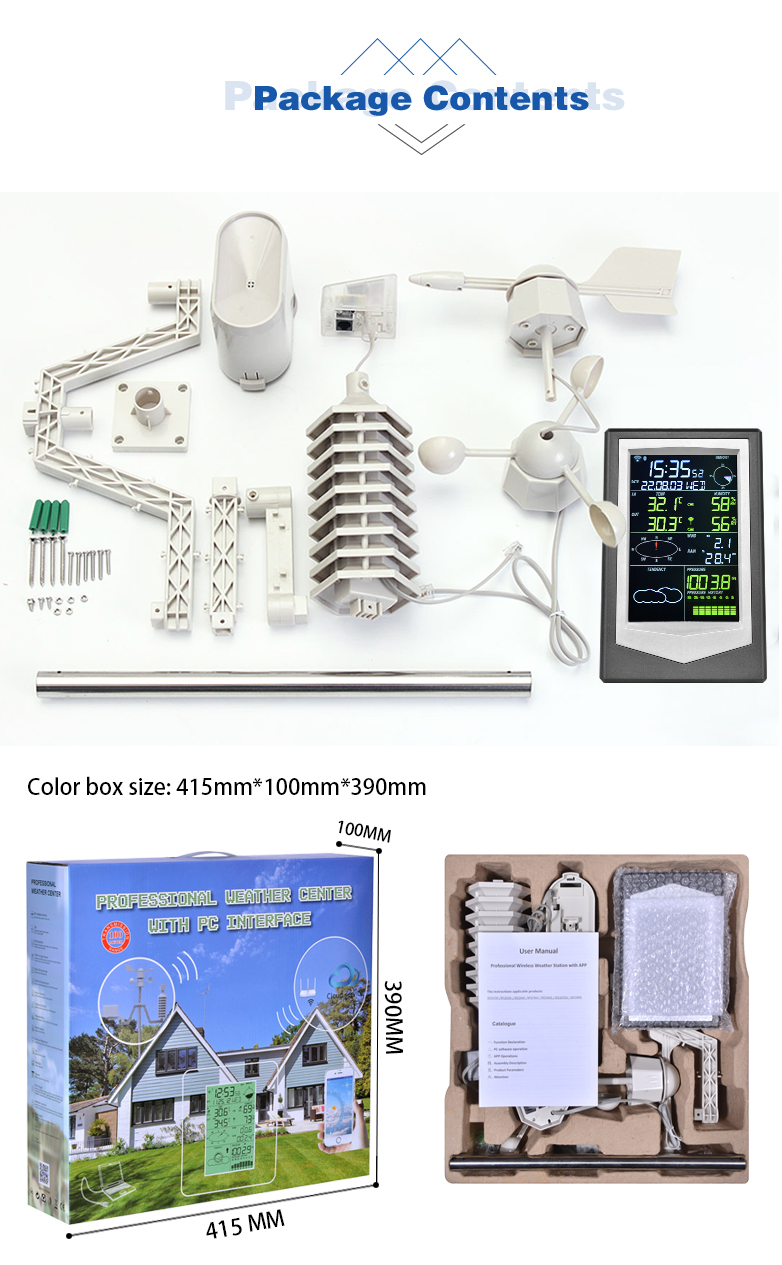 Household Wireless Weather Station With Solar Color Screen Temperature And Humidity Sensor