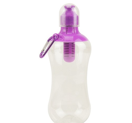 bobble bottle with carabiner/plastic filtered water bottle with actived carbon filter