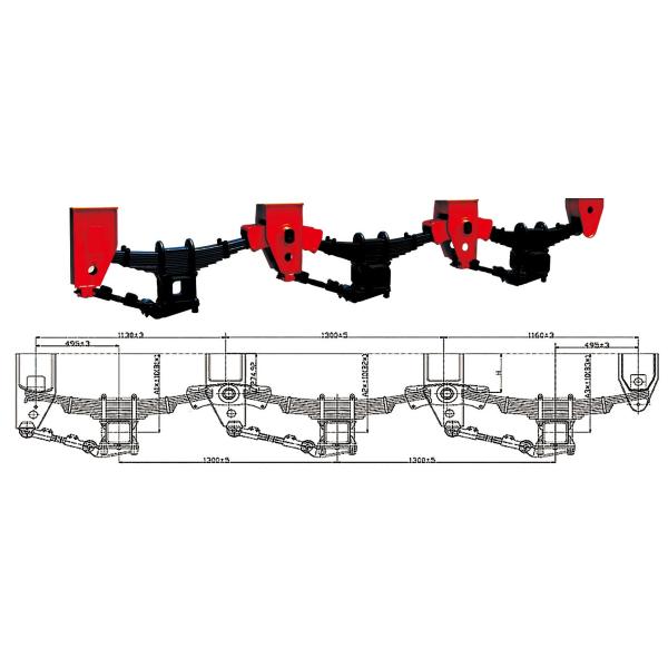 3 Axle Heavy Duty Trailer Suspension 90mm Tridem ODM