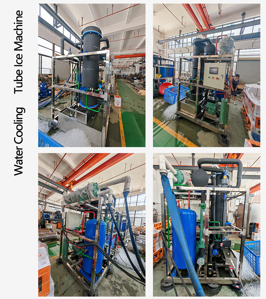 1320x1000x1660 mm Industrial Tube Ice Machine 1ton 1000kg for Business Compressor Power 4.5 kw
