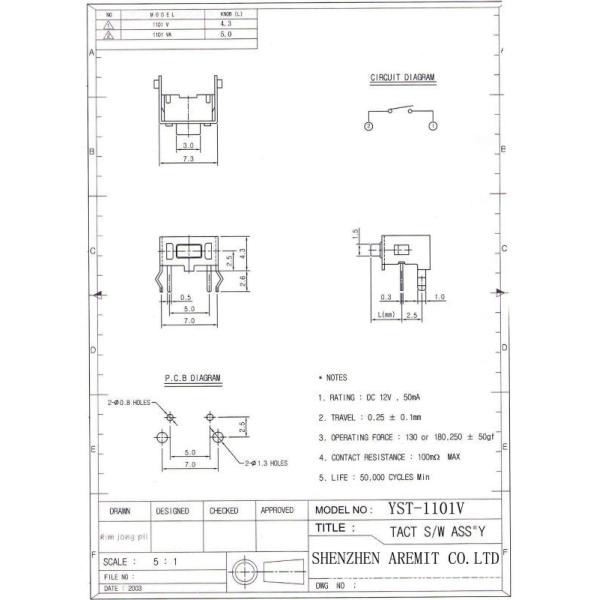 DIP Tact Switch YST-1101V