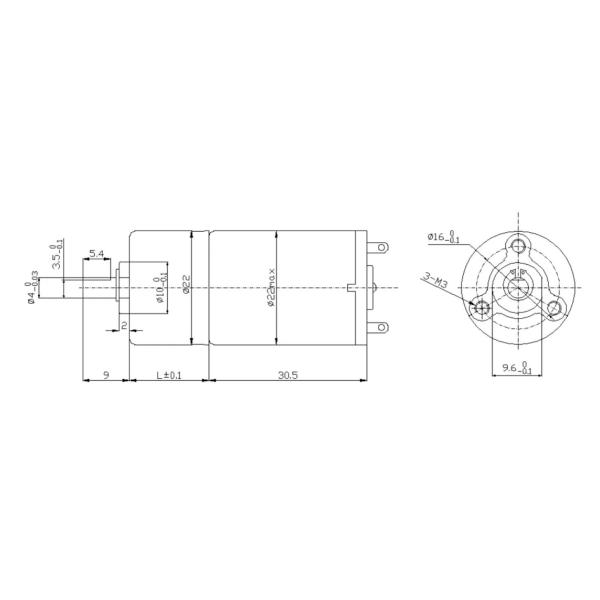 3.7V DC Planetary Micro Metal Gearmotor Low Noise 22mm Diameter