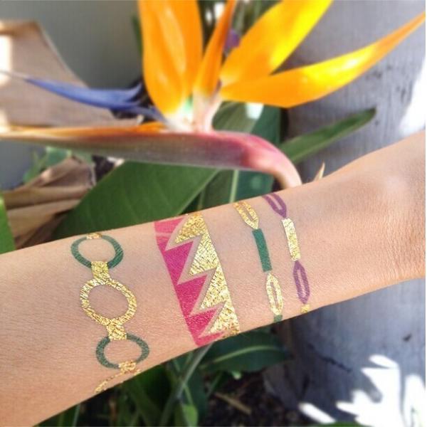 Hot Sale Gold Silver Foil Jewelry Bracelet Necklace Custom Body Temporary Fake Gold Tattoo