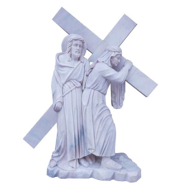 Quality Religion Christian Stone Jesus cross marble sculpture,China stone carving Sculpture supplier for sale