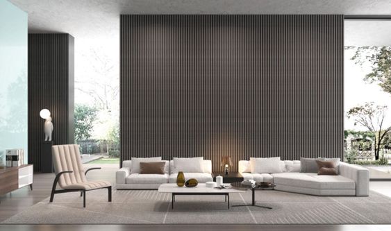 Multipurpose Dark Wood Veneer Slats Wall Soundproof Harmless