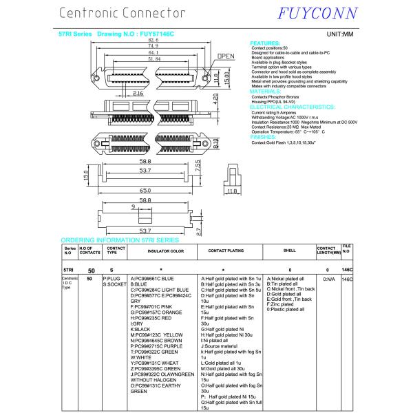 TYCO AMP Champ 50 Pin IDC Female Connector For RJ21 Ribbon Cable
