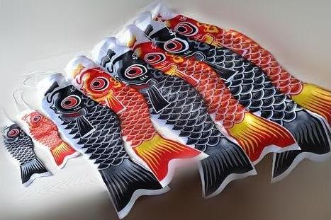 Customized Japanese Fish Windsock Polyester Satin Decorative Outdoor 100cm