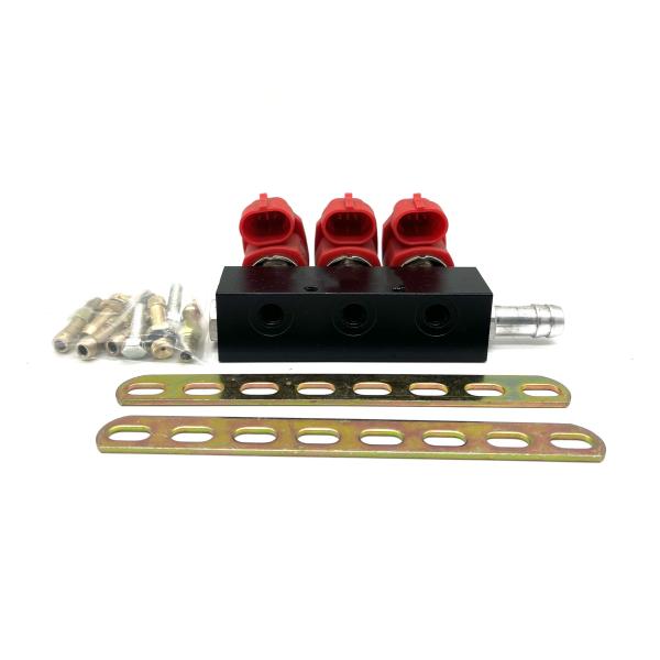 Quality Red Gas Fuel LPG CNG Injector Rail Easy Installation For 3 Cylinder Engine for sale