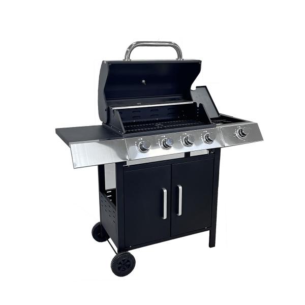 Outdoor Barbeque Gas Grills with Stainless Steel Side Table Custom Black 4 1 Bunners