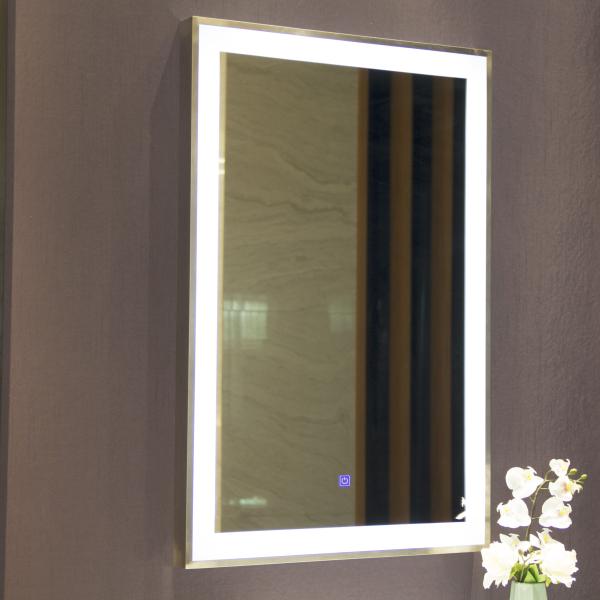 Quality Bathroom Decoration Makeup Wall Mounting Vanity Framed LED Mirror With Temperature Display for sale