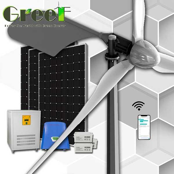Quality Rooftop High Efficiency Horizontal Wind Turbine Generator Solar Hybrid System 5KW for sale