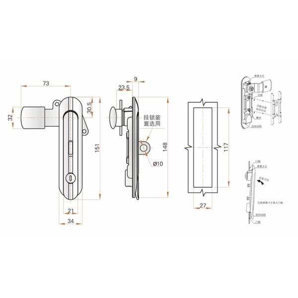 Custom Panel Door Lock , High And Low Voltage Electronic Cabinet Lock