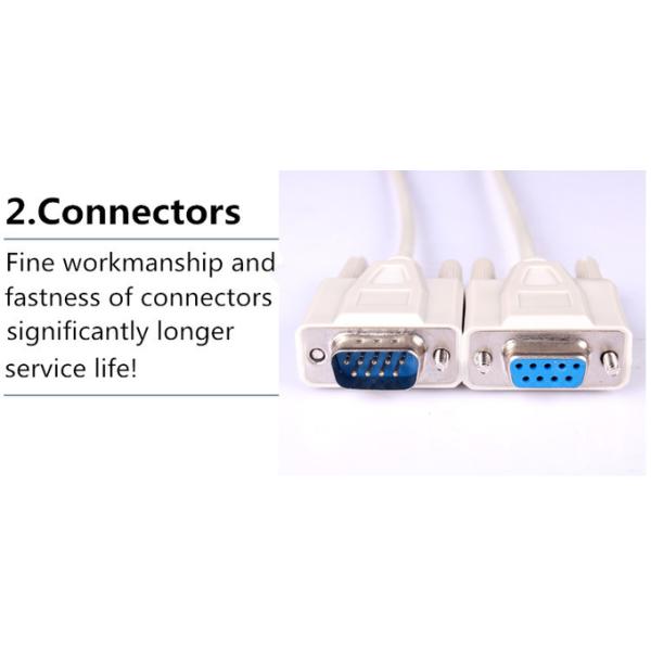 Straight DB9 To DB9 Null Modem Cable , Rs232 Male To Male Cable 1.8m 6FT