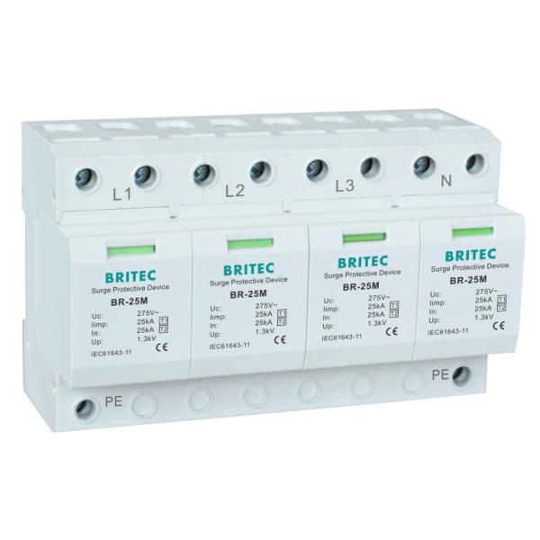 BR-25M 4P Type 1 Surge Protection Device Lightning protection varistor SPD lightning protection spark aresster
