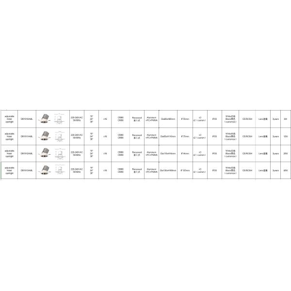 triac adjustable dimmable led downlights 10W 12W recessed led downlight hotel spotlight ceilling spotlight