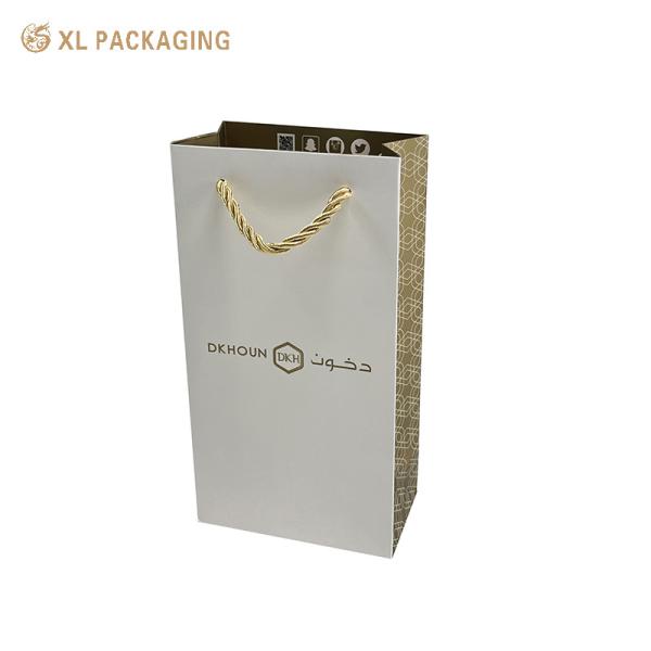 Quality XL PackagingEco-Friendly Packaging For Boutiques Gifts Retail High Quality Gold Color Recyclable Shopping Bags Fancy OPP String Handle Paper Bags With Gold Foil Stamping Matte Finish Reinforced Bottom for sale