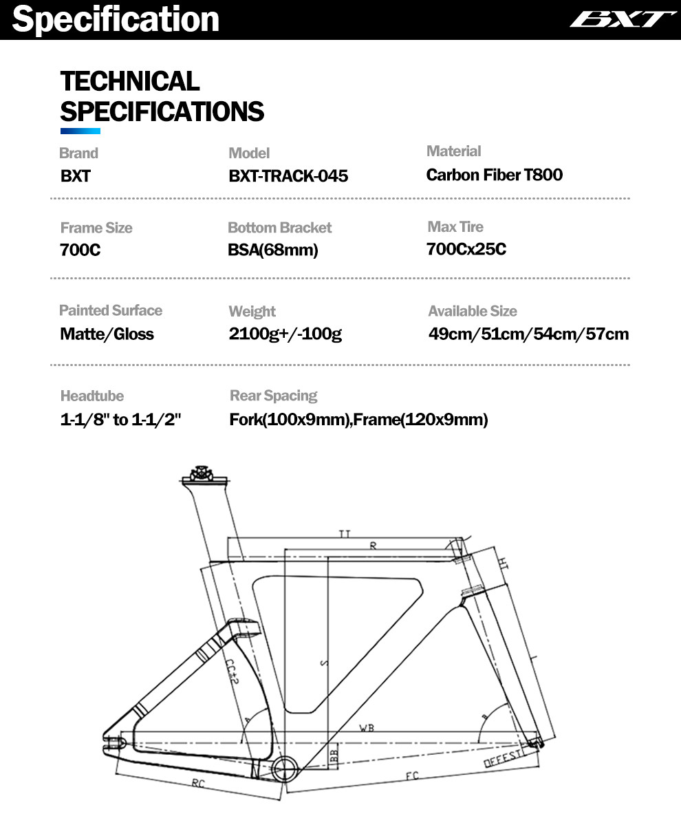 EPS Technology Carbon TT Frame 700C Racing Track Aero Road Bike Frameset