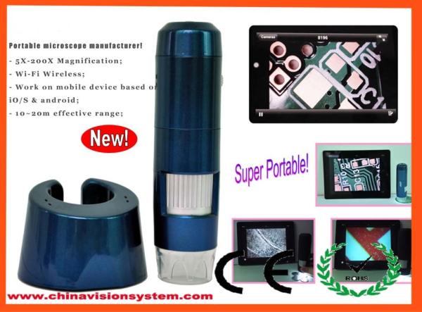 Quality Inernal Battery 5-200X Wifi Wireless Portable Digital Microscope for sale