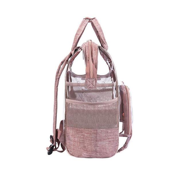 23L PTU Oxford Transparent Diaper Bag Backpack