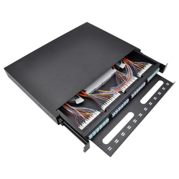 Quality 96F LC Fiber Optic Splice Tray 1U Patch Panel With Multimode OM3 Pigtails for sale