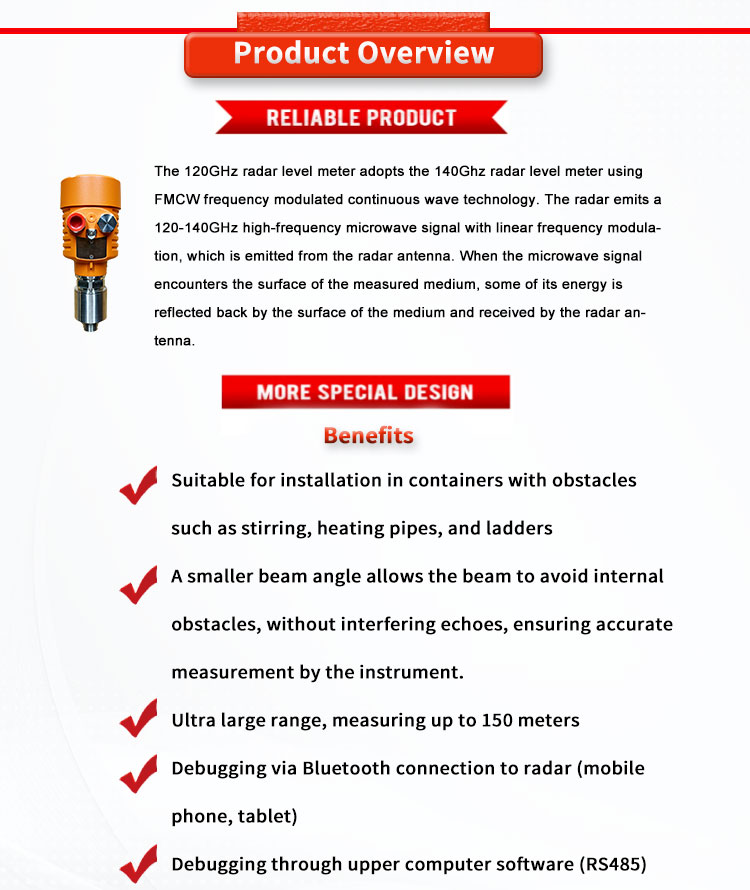 UNIVO UBLG-120 Radar Level Meter for Monitoring Liquid Position within 0-100m Range