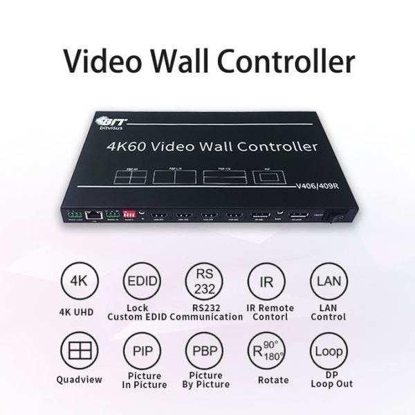 4K/8K HDMI Video Wall Controller with FPGA Chip Processing for 1×3, 2×3, and 3×3 Multi-Screen Configurations