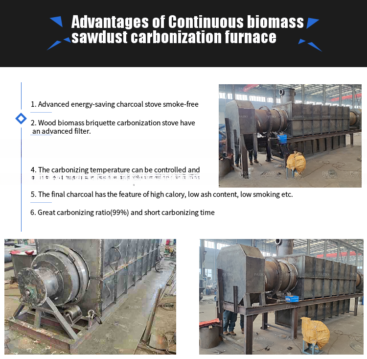 Environment Friendly Charcoal Making Machine Biochar from Rice Husks and Coal Powder