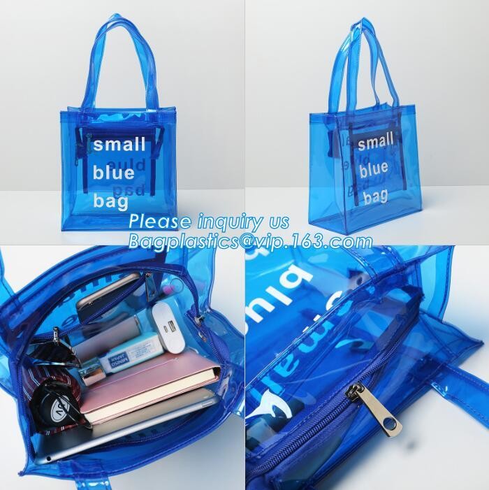 handle colorfull bag pvc zipper bag, Custom PVC Loop Handle Image Printed Plastic Shopping Bag, PVC handle plastic bags