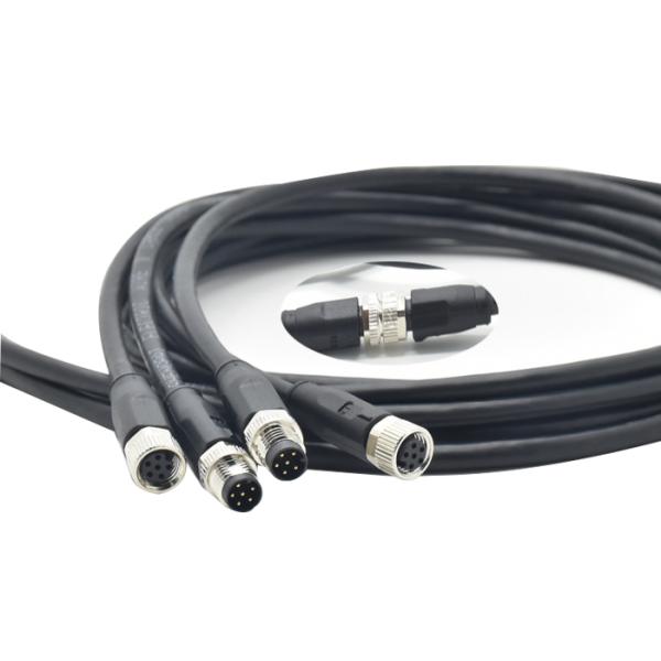 ISO Black Threaded IP67 M8 Waterproof Cable Wire