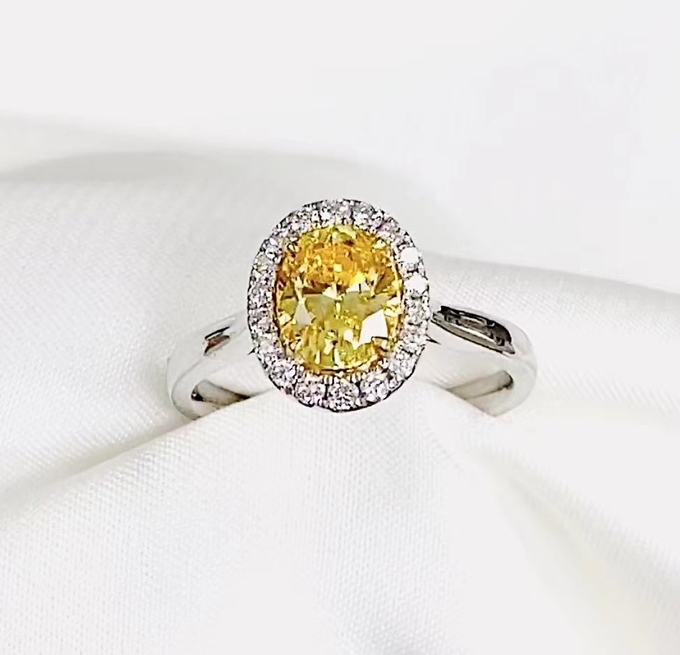 Oval Cut Lab Diamond Jewelry Lab Created Canary Diamond Rings 1ct