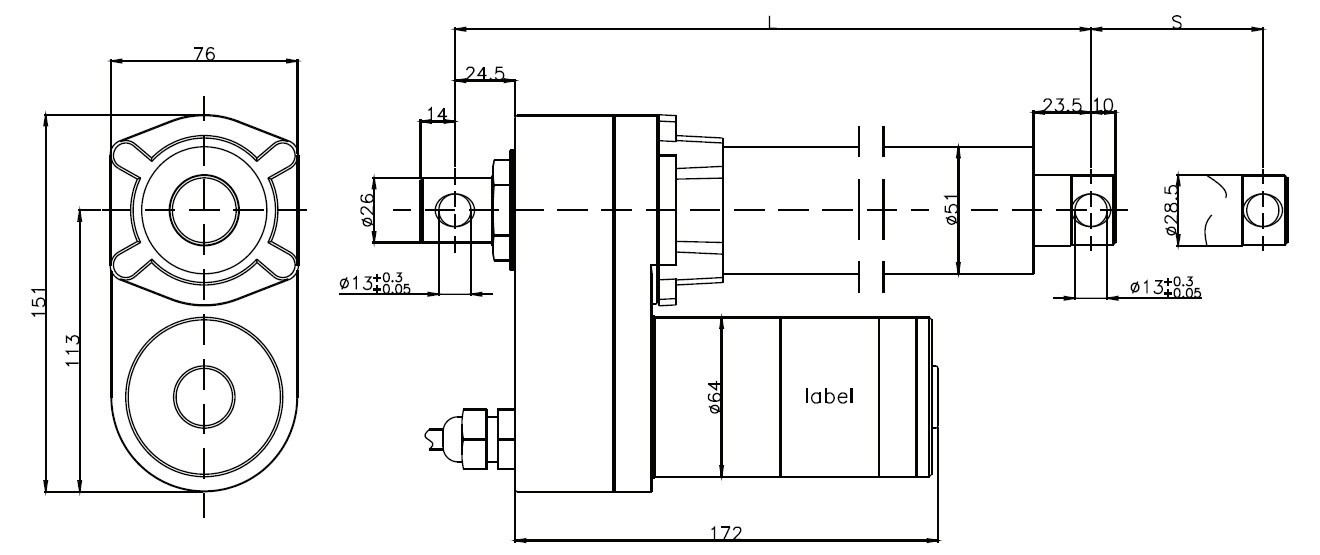 12v /24v dc precision and compact linear drive, IP65 (waterproof) , 7000N load