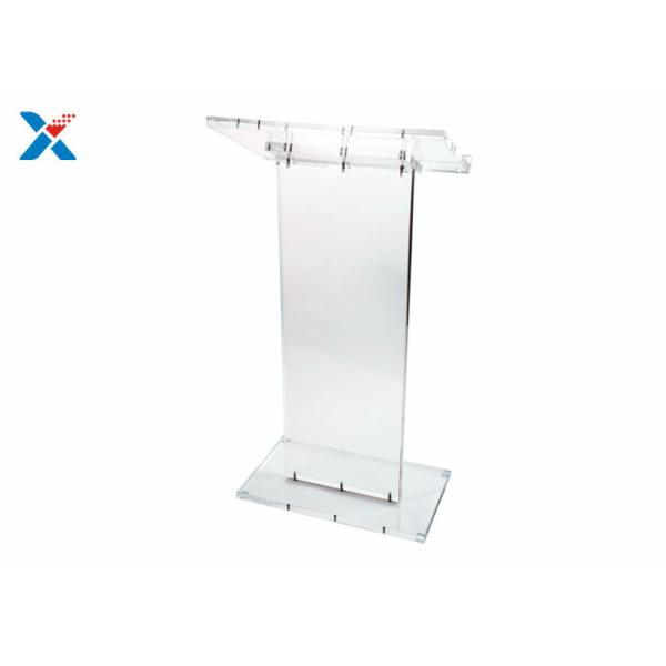 Clear Church Acrylic Display Stands Acrylic Lecterns And PodiumsHost Desk With Shelf