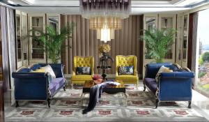 French Neoclassical Style Furniture Villa Living Room Imported Leather Sofa Single-seat Double-seat Three-seat Sofa set