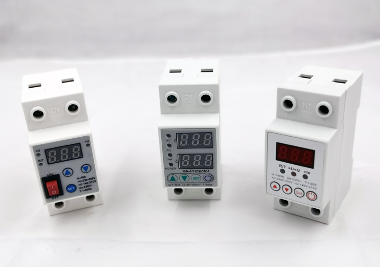 Din Rail Digital Electric Protection 63A 40A Adjustable Automatic Voltage Regulator Single Phase AC Current Made Copper PC