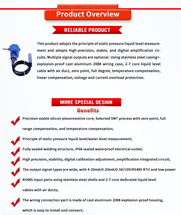 UNIVO UBPT500-601SY 3.1-6.1VDC Supply Voltage Liquid Level Transmitter for Industrial