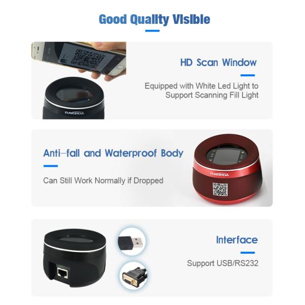 Desktop Phone Screen PDF417 QR Barcode Scanner For Online Payment Black
