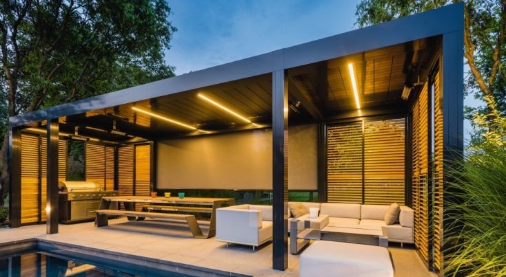 IP67 Anthracite Aluminium Pergola Anodic Oxidation Garden Pergolas