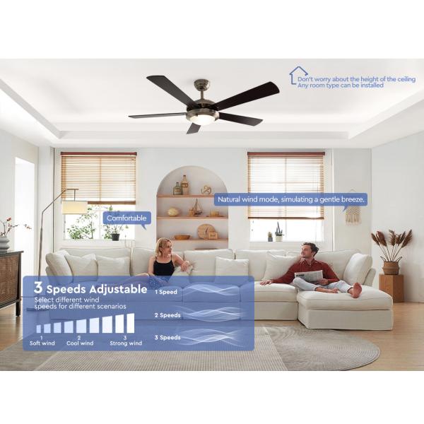 Classic 52" Ceiling Fan with LED Light & Pull Chain Control